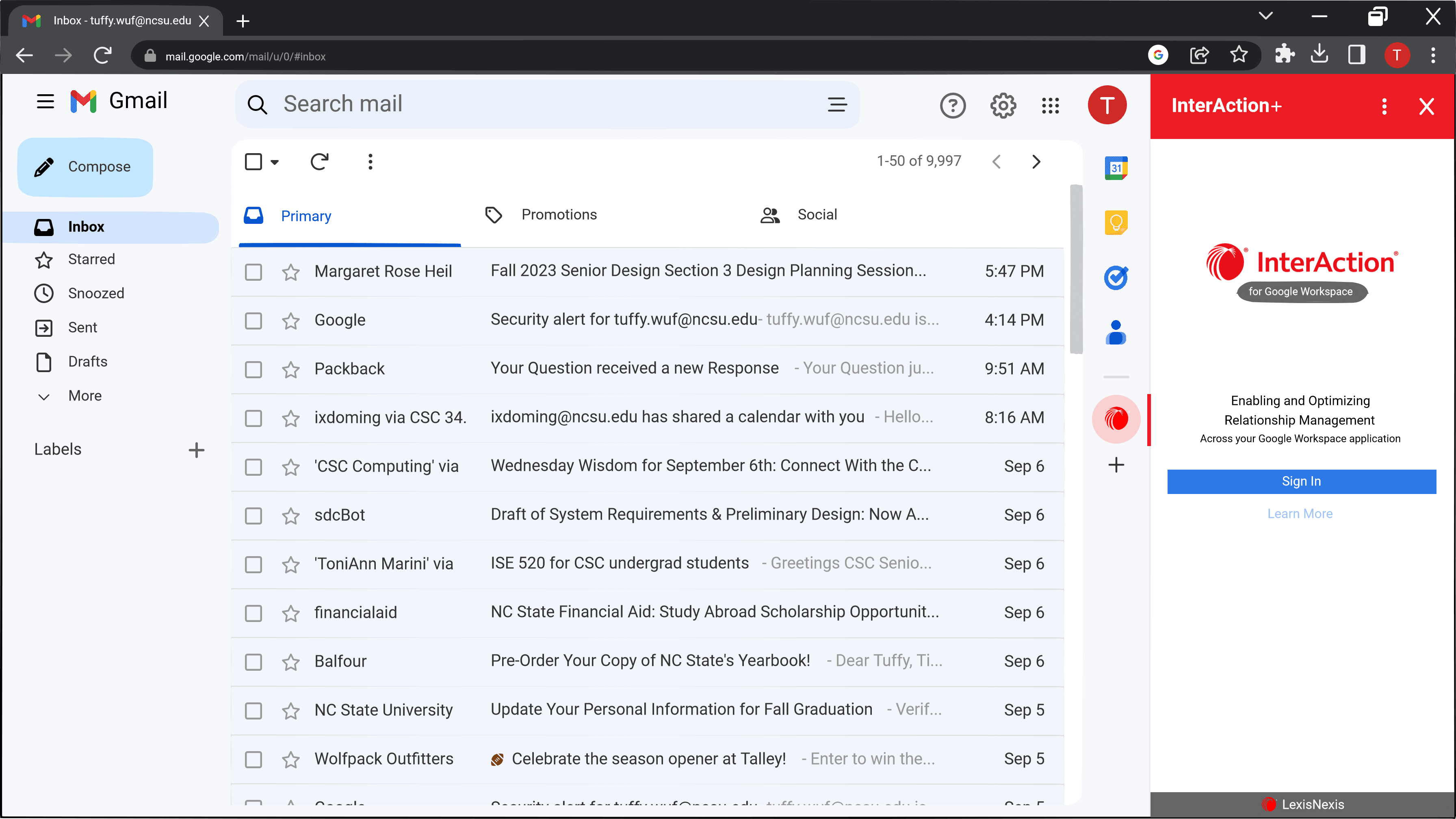 Low-level design of the login screen in the Gmail add-on.