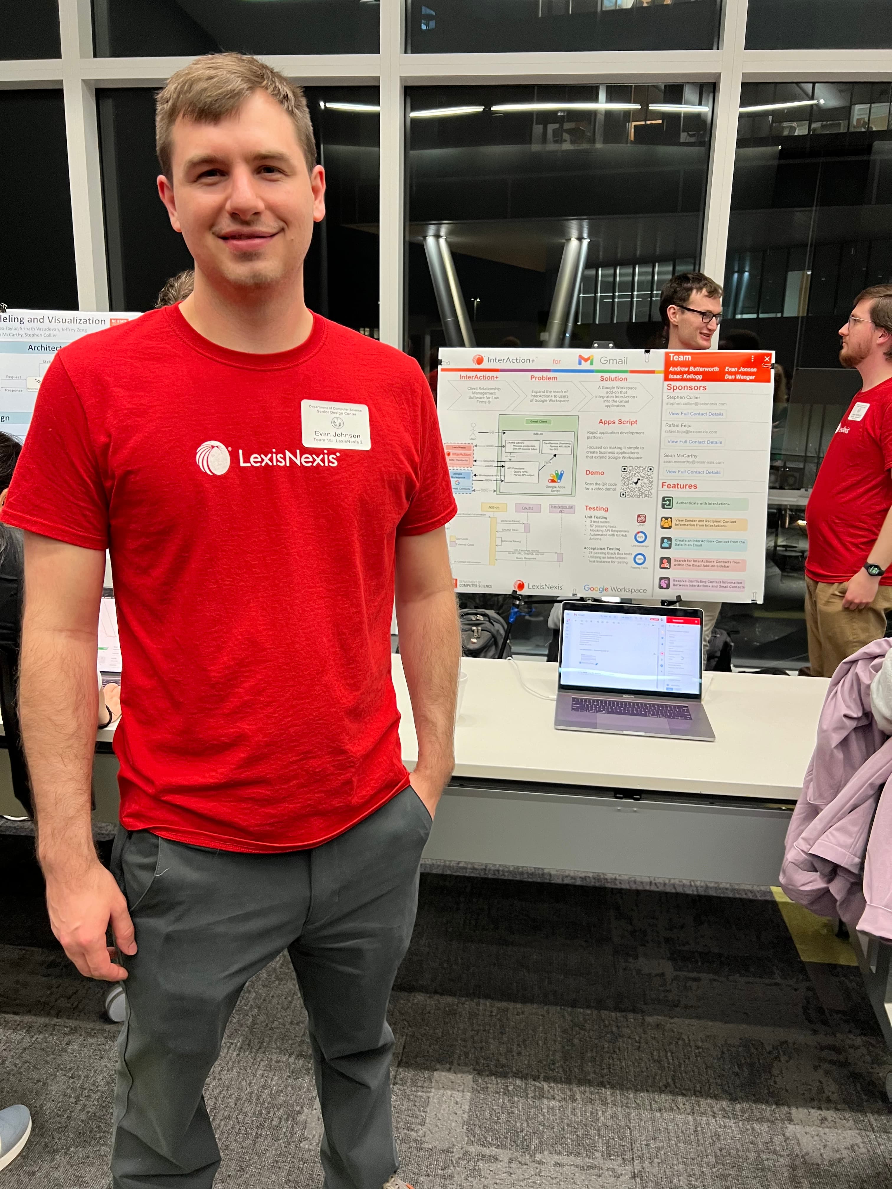 Evan Jonson at the senior design posters and pies event, 2023.