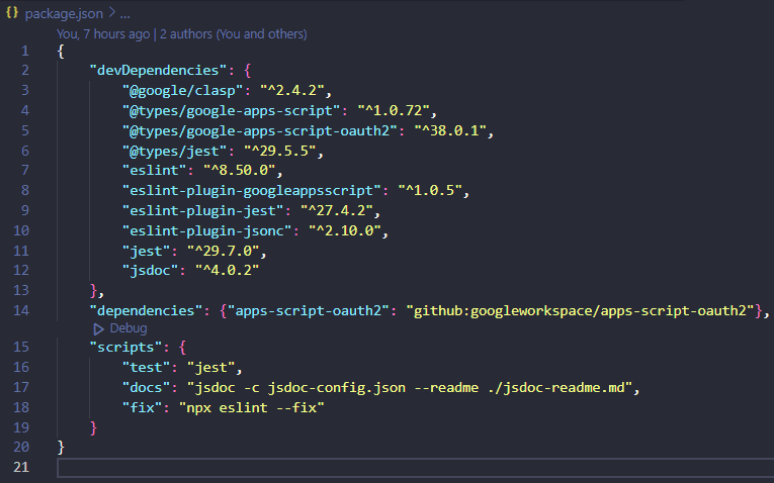 Project staging JSON file.